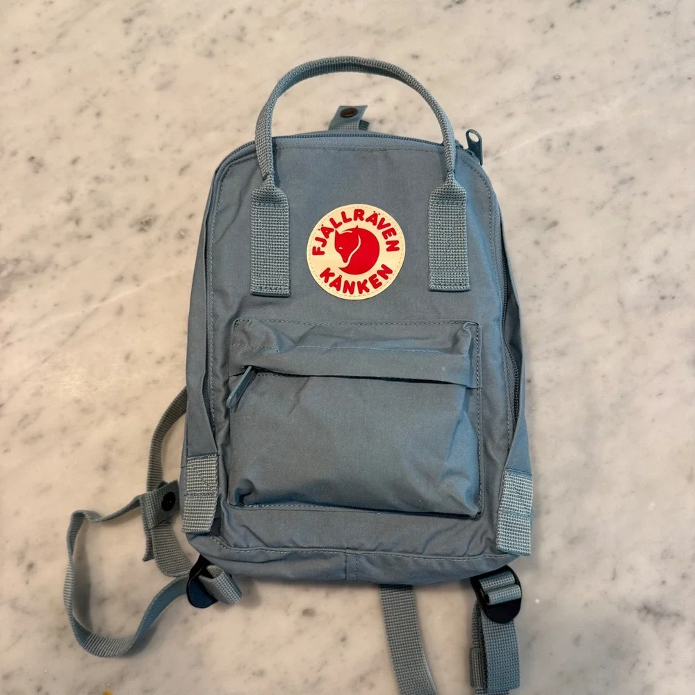 Fjallraven Kanken‎ Mini Backpack Blue Vinylon F Adjustable Straps Small Bag